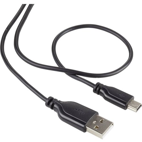 Renkforce USB 2.0 [1x mo&scaron;ki konektor USB 2.0 tipa A - 1x mo&scaron;ki konektor USB 2.0 tipa mini B] 1 m črna super mehki pla&scaron;č USB kabel USB 2.0 US, (20416003) Cene