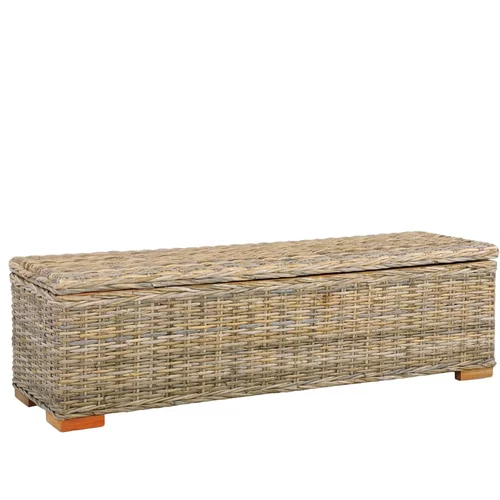 vidaXL Škatla za shranjevanje 120 cm kubu ratan in trden mangov les