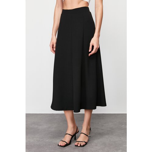 Trendyol Black Flared Stretch Knitted Skirt Cene