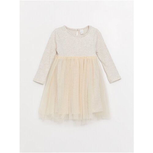 LC Waikiki Crew Neck Long Sleeve Tulle Detailed Baby Girl Dress Slike