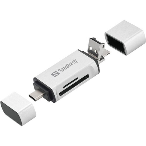 Sandberg Čitalec kartic, USB-C+USB-A in micro USB Cene