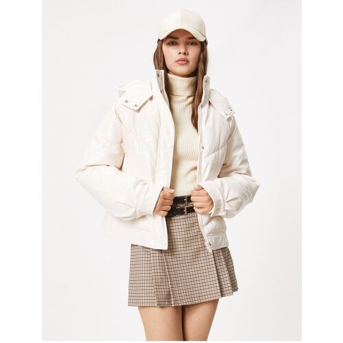 Koton Coat Crocodile Faux Leather Look Hooded High Neck with Pocket Slike