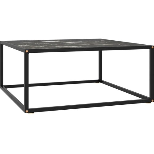 vidaXL Klubska mizica črna s črnim marmornim steklom 80x80x35 cm, (20715788) Cene