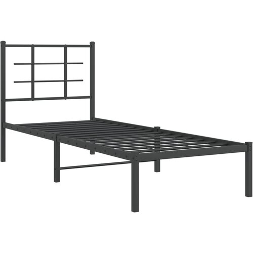  Metalni okvir za krevet s uzglavljem crni 75x190 cm Slike