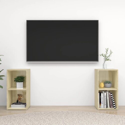 VidaXL TV omarica 2 kosa sonoma hrast 72x35x36,5 cm iverna pl., (20733384) Slike