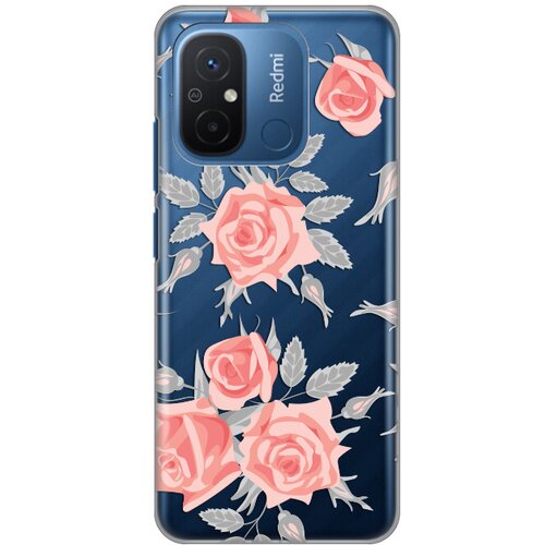  Silikonska maska za Xiaomi Redmi 12C Elegant Roses Print Skin providna Slike
