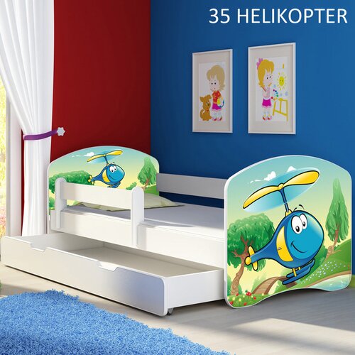  Otroška postelja ACMA z motivom, bočna bela + predal 160x80 cm 35 Helikopter Cene