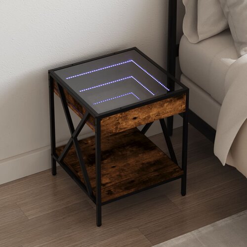 vidaXL Noćni ormarić s beskonačnim LED boja hrasta 40x40x49 cm Cijene