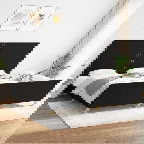 The Living Store Posteljni okvir z vzglavjem črn 180x200 cm blago - Posteljni Okvir Z Vzglavjem, (21525615) Slike