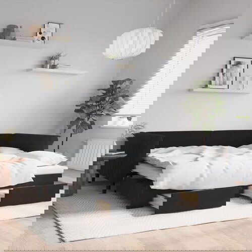  The Living Store Izvlečna dnevna postelja s predali črna 100x200 cm žamet - Izvlečna Dnevna Postelja, (21489768) Cene