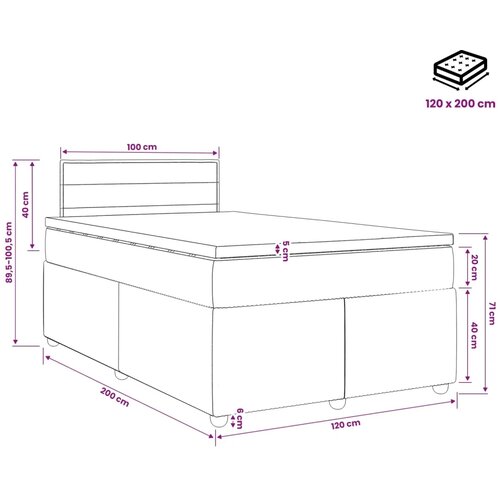  Boxspring krevet s madracem Krem 120 x 200 cm Tkanina - Krem 120 x 200 cm Dizajn linija Slike