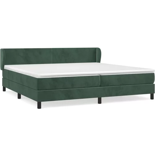vidaXL Box spring postelja z vzmetnico temno zelena 200x200 cm žamet, (20999395)