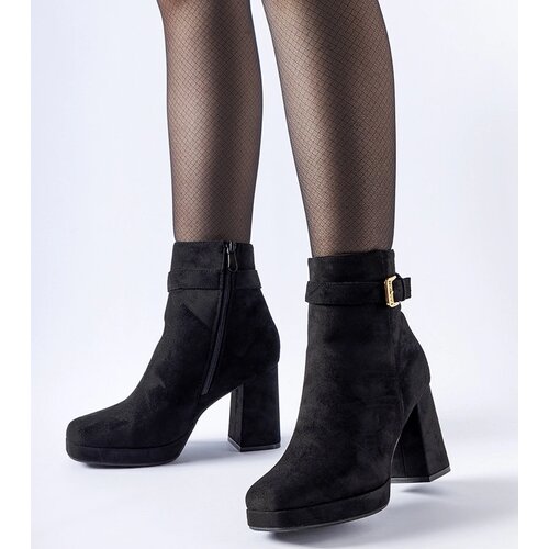 Gemre Black insulated classic eco-leather block heel boots Caio Slike