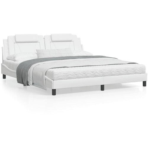 VidaXL Okvir za krevet s uzglavljem bijeli 180x200 cm od umjetne kože Slike