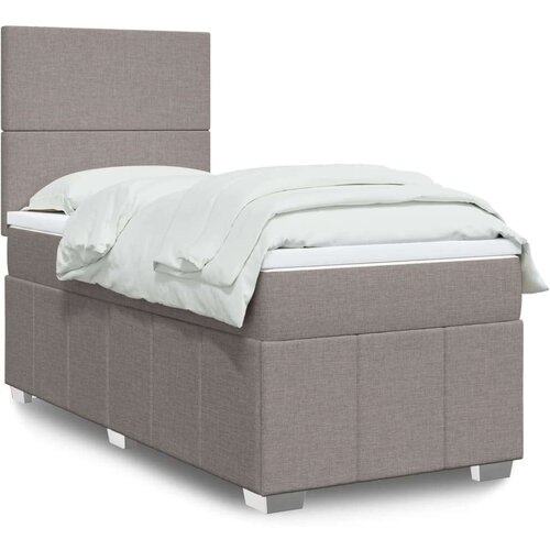 vidaXL Box spring postelja z vzmetnico taupe 90x200 cm blago Cene