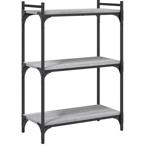 Maison Chic Knjižna omara - Knjižni regal 3-nadstropna siva sonoma 60x30x86 cm inž. les, (21724572) Slike