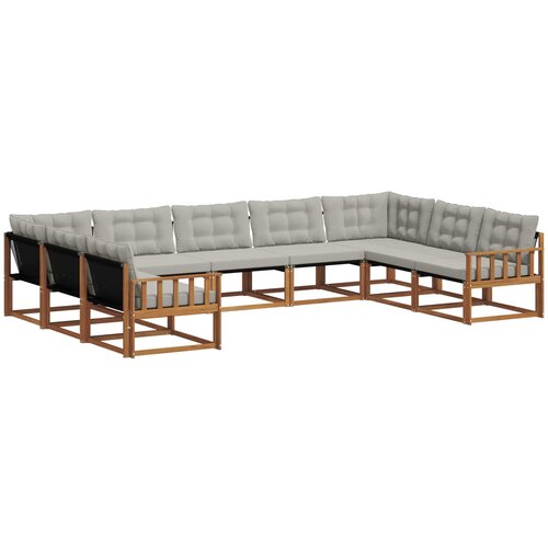  Set vanjskih sofa 9 kom. Prirodna i svijetlo siva Smeđa 404 x 247,5 x 73 cm Slike