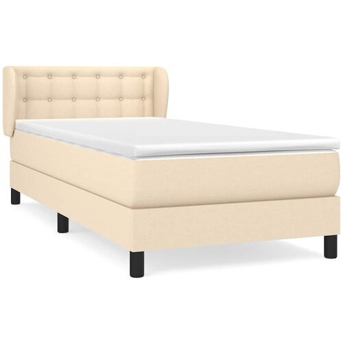  Krevet s oprugama i madracem krem 100 x 200 cm od tkanine Slike