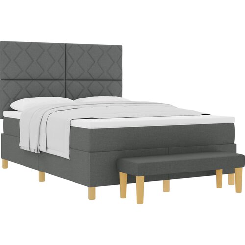 VidaXL Postelja s &amp;scaron;katlo z vzmetnico in klopjo temno siva 140x190 cm tkanina, (22082864) Slike