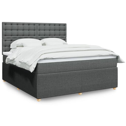 vidaXL Box spring postelja z vzmetnico temno siva 180x200 cm blago Cene