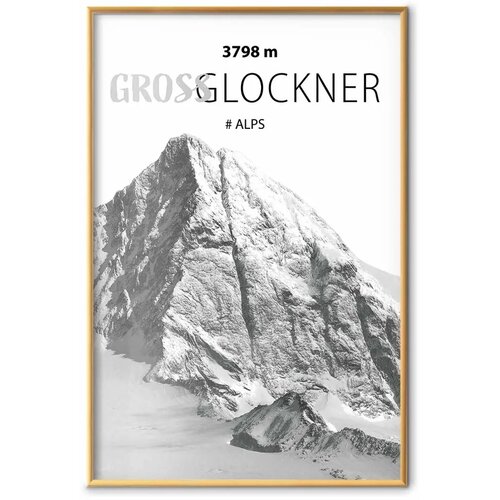  Plakat - Majestic mountain peak Glosslockner mountain crown mountain landscape 60x90 Zlatni okvir Cene