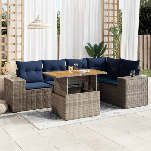 vidaXL 6-dijelni set vrtnih sofa od poliratana s jastucima sivi Cijene