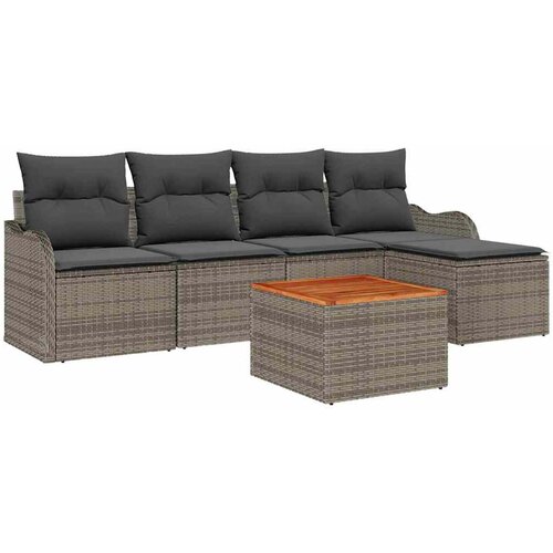 vidaXL Vrtna sedežna garnitura s shranjevanjem 6 pcs Siva poli ratan, (5000145231) Cene