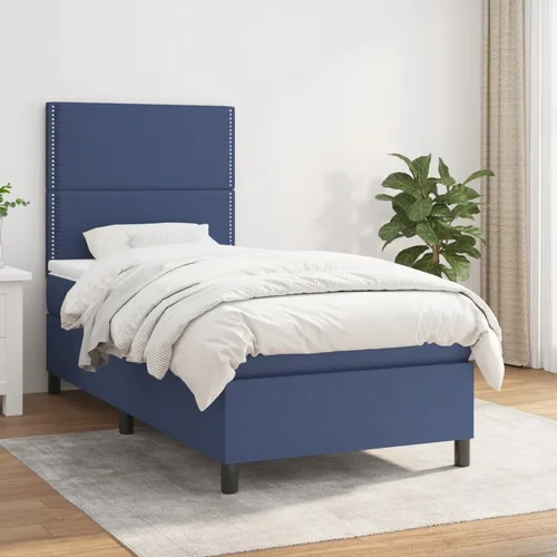 The Living Store Box spring postelja z vzmetnico modra 100x200 cm blago - Box Spring Postelja, (21514482)