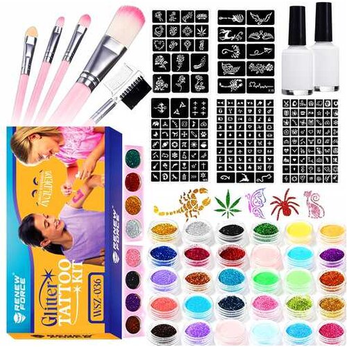 Dexxer ustvarjalni set glitter tattoo za izdelavo ble&scaron;čečih tatujev, WSZ-036-30 Cene