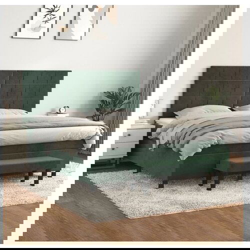 VidaXL Box spring postelja z vzmetnico temno zelena 160x200 Slike