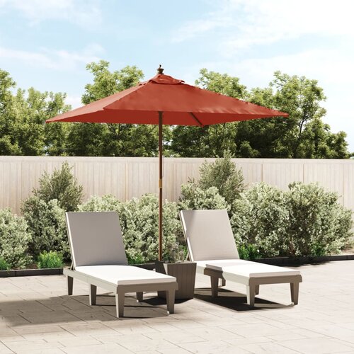 VidaXL Vrtni suncobran s drvenim stupom terakota 198 x 198 x 231 cm Slike