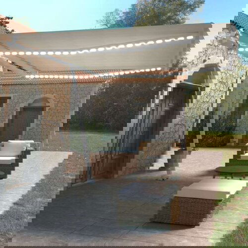  Automatska tenda sa senzorom za vjetar LED 450x350 cm krem Slike