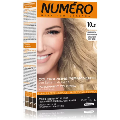 Brelil Numéro Permanent Coloring barva za lase odtenek 10.21 Glacial Ultra Light Blond 125 ml