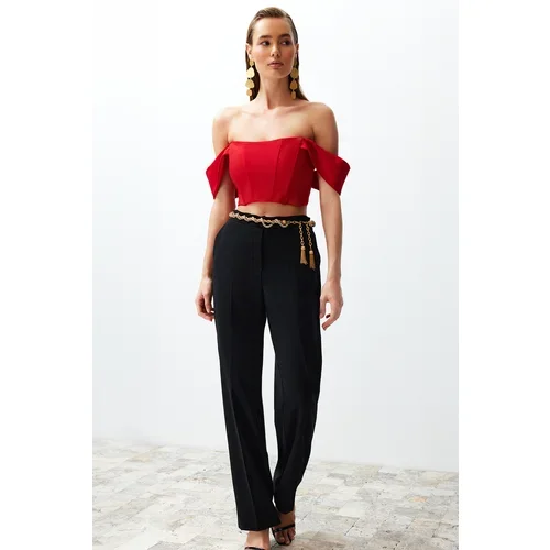 Trendyol Red Carmen Collar Crop Woven Bustier