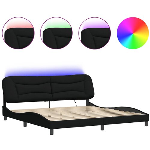 Maison Chic Posteljni okvir - Dvoposteljna postelja - Zakonska postelja z LED brez vzmetnice črn 200x200 cm blago, (21697500) Cene