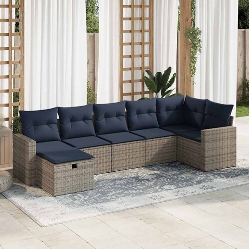 VidaXL 7-dijelni set vrtnih sofa sivi od poliratana Slike