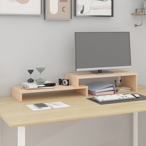 vidaXL Stalak za monitor (52 - 101) x 22 x 14 cm od masivne borovine Cijene