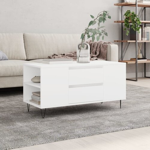 vidaXL Klubska mizica bela 102x44,5x50 cm inženirski les Cene
