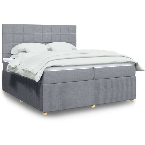 VidaXL Krevet s oprugama i madracem svjetlosivi 200 x 200cm od tkanine Slike