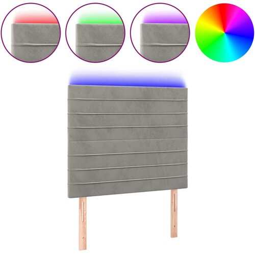 VidaXL LED posteljno vzglavje svetlo sivo 100x5x118/128 cm žamet, (20739215) Slike