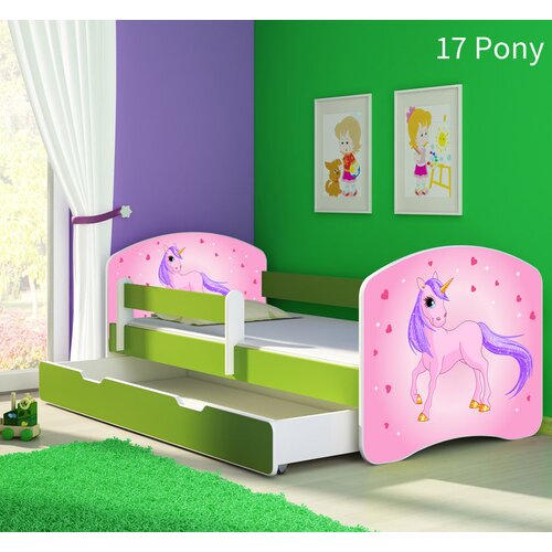  Dječji krevet ACMA s motivom, bočna zelena + ladica 140x70 cm 17 Pony Cijene