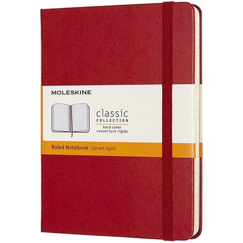 Moleskine Beležnica M trde platnice, &amp;scaron;krlatno rdeča - črtni Slike