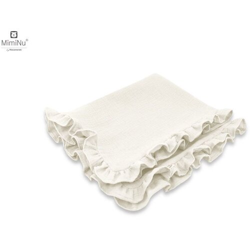 MimiNu Premium Dekica od pamučnog muslina 135x100 cm s ukrasnim volanom Bež Slike