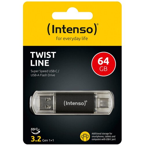  (Intenso) USB Flash drive 64GB, USB 3.2, USB-C, USB-A, Twist Line - USB3.2-64GB/Twist Line Cijene