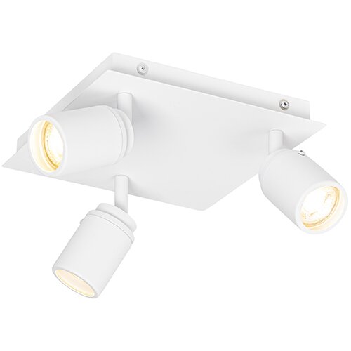 QAZQA Pametna kopalni&amp;scaron;ka reflektorska svetilka bela kvadratna 3-luč IP44 vklj. 3 Wifi GU10 50mm - Ducha Slike
