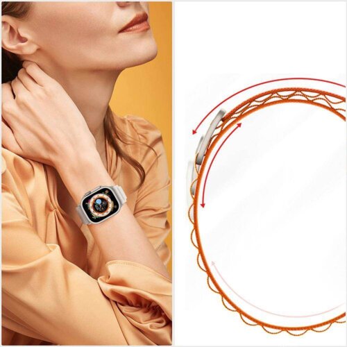  Pa&amp;scaron;ček za uro Apple Watch 4 / 5/ 6 / 7 / 8 / SE / Ultra (42 / 44 / 45 / 49 mm) - oranžno bel Slike