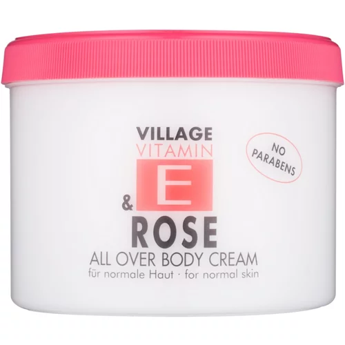 Village Vitamin E Rose krema za telo brez parabenov 500 ml