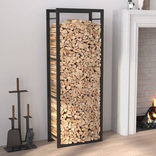 vidaXL Stojalo za drva mat črno 50x28x132 cm jeklo Cene
