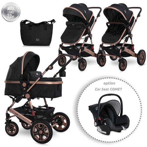 Lorelli LORA Kolica 2u1 Crna: Ko&amp;scaron;ara + Zimska Navlaka + Putna Torba (do 15 kg) Slike