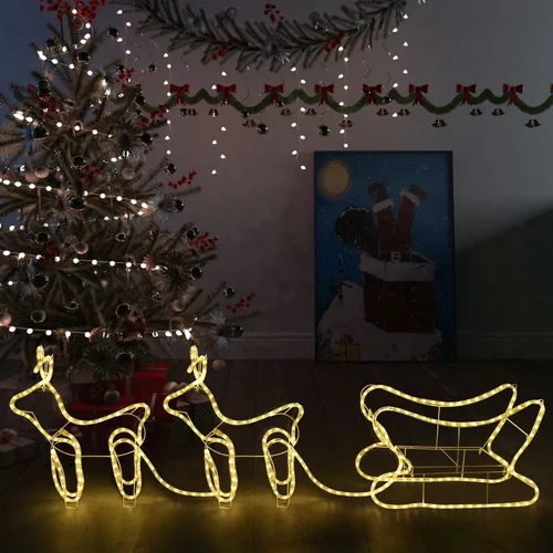 vidaXL Božični jeleni in sani zunanja dekoracija 576 LED lučk